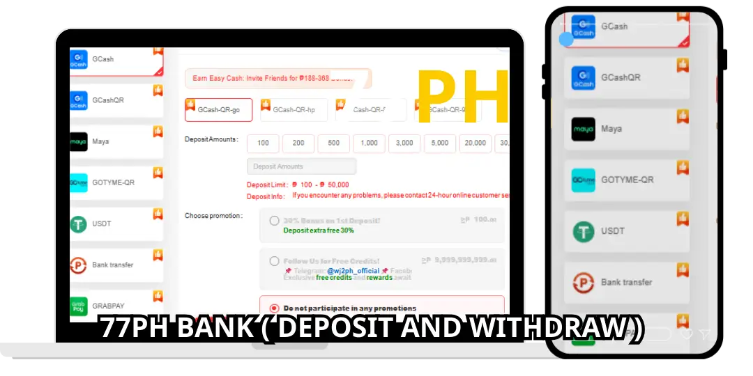 77PH Bank | Mga Hakbang Deposit And Withdrawal - 77Ph 3 3 1